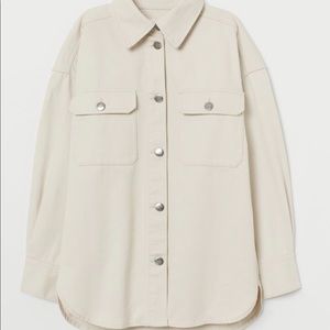 H&M Oversized Ivory Cream Denim Shacket Jacket